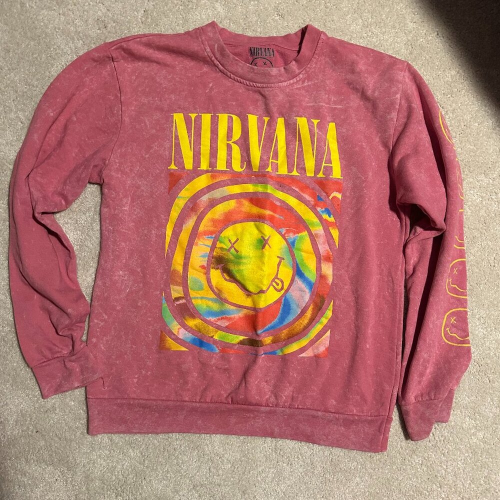 Urban Outfitters Pink Nirvana Crewneck (Oversized fit)